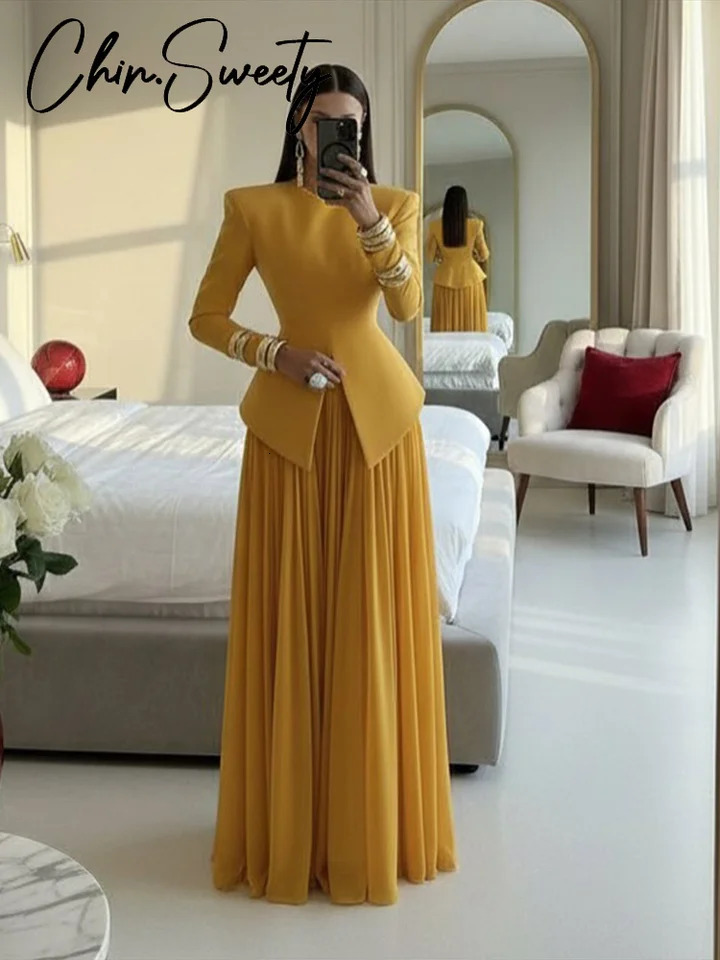 Elegant Solid Womens Blazer Skirts Suit Split Coats Chiffon Skirt Lady Set 2026 Spring Summer 2 Pieces Set Women Outfits 261016