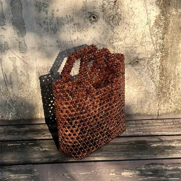 Evening Bags Vintage woven bag weaving bag beach seaside vacation handbag Women's shopping simple acrylic hand bag H261016