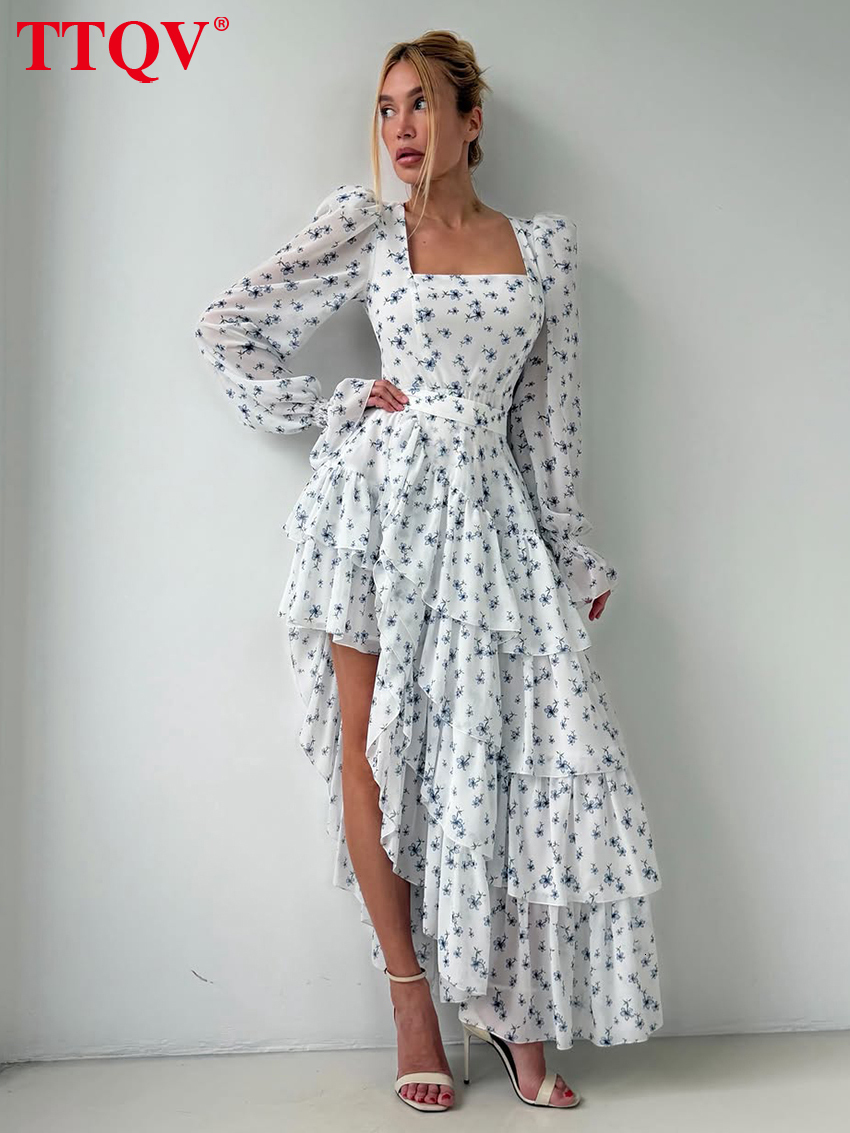 2026 Fashion Loose Print Women's 2-Piece Sets 2027 Elegant Long Sleeve Dress With High Waist Mini Skirt Set Female Clothes