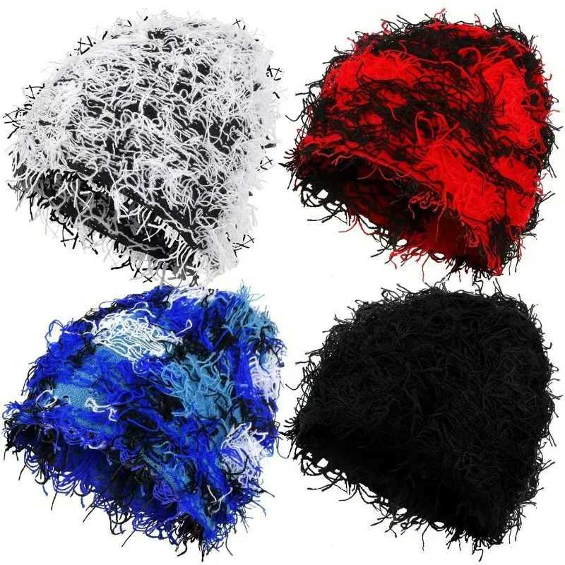 Beanie/Skull Caps 1pc Distressed Camouflage Beanie Fuzzy Winter Hats Thick Warm Head Caps Snow Hats Skull for Men Outdoor Ski Knit Cap Fall OutfitT2