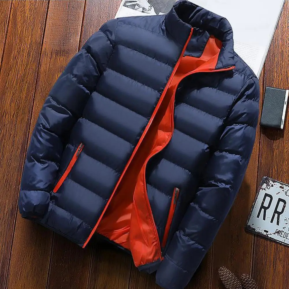 Men Parkas Autumn Winter Thickened Padded Coat Stand Collar Loose Zipper Pockets Jacket Overcoat Thick Warm Cotton 261017