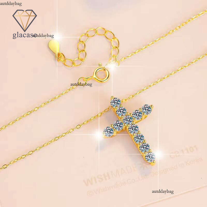 Premium for women Jewelry Classic Gold-Plated necklace Cross S Pure Sier Gold Dia Necklace VVS1 jewlery Inlaid Stone Pendant