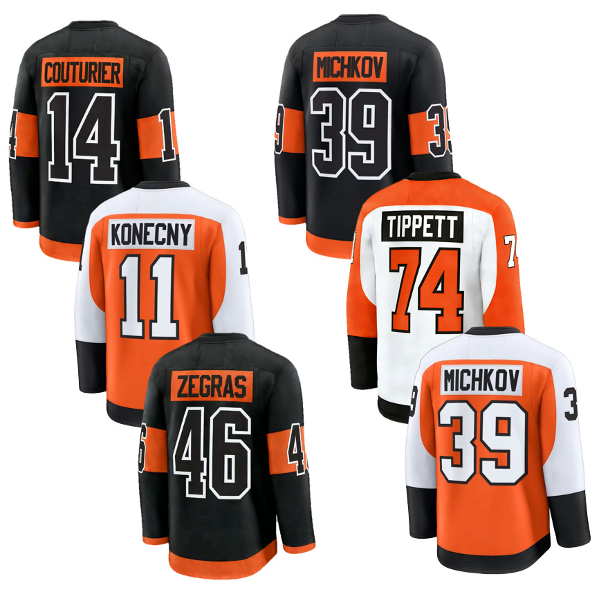 39 Matvei Michkov #11 Travis Konecny Men's Embroidery Ice Hockey Jersey Wholesale Hockey Uniform