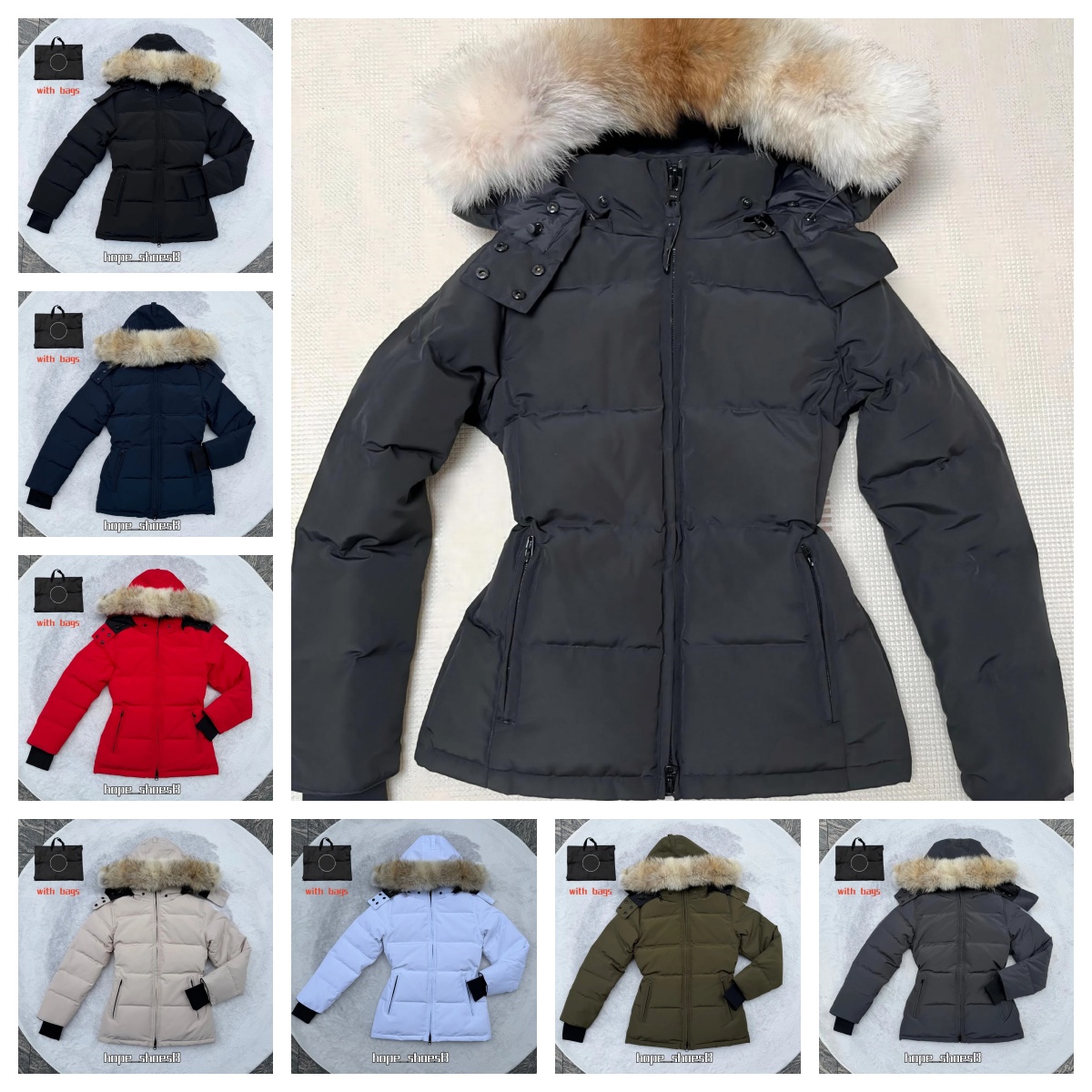 high quality Down Jacket canadian fur coat Designer Womens Puffer Jackets Winter Parka Slim Coat Real Wolf Fur Outdoor Wyndham Windbreaker