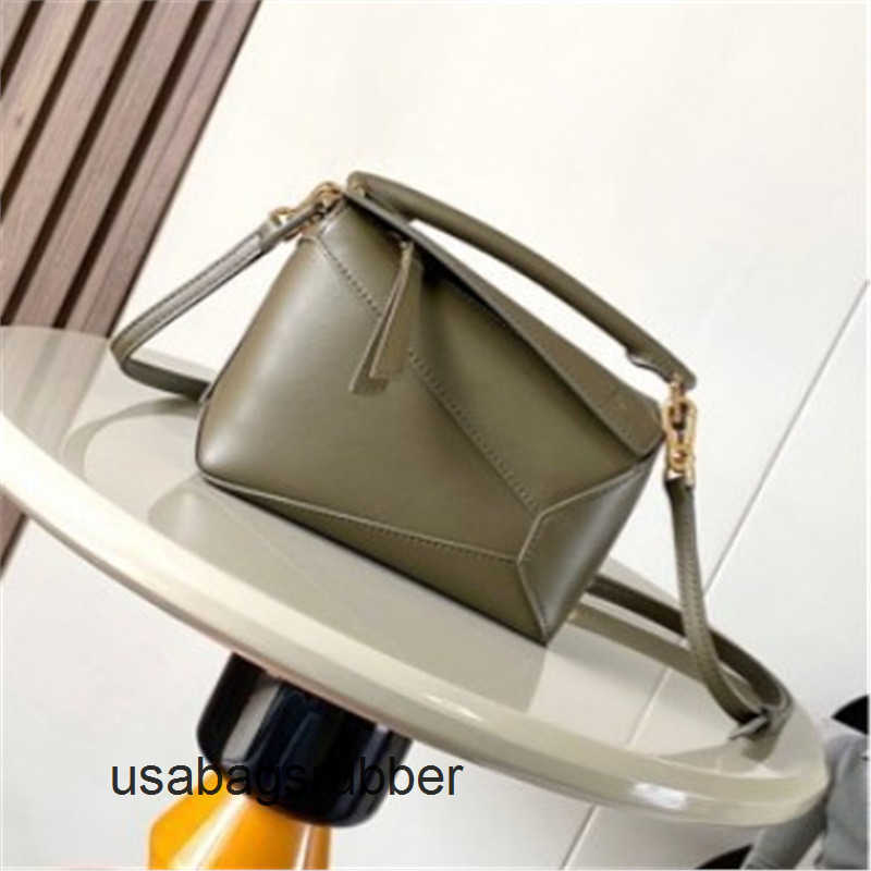 Origami Satchel Women's Mini Dark Khaki Green Calfskin Shoulder Crossbody Bag Handbag High Quality with Multi-Panel Construction