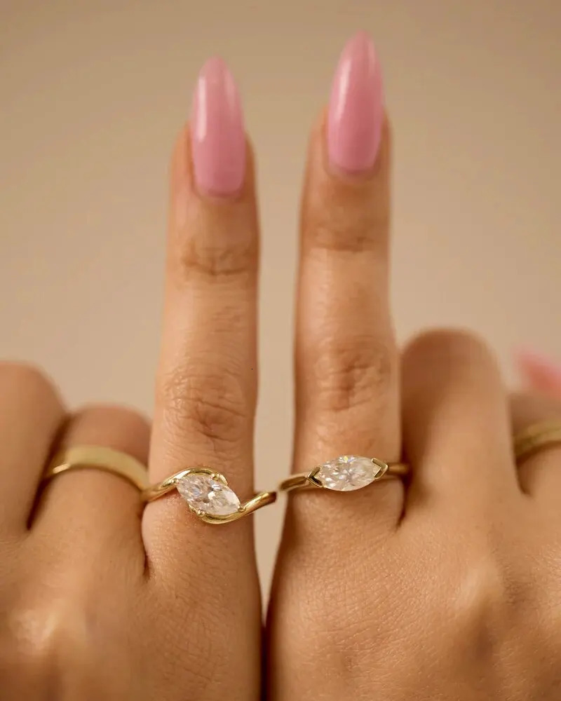 Simple Single Stone Geometric Marquise Cubic Zirconia Gold Color Simple Delicate Pinky Finger Ring 261017