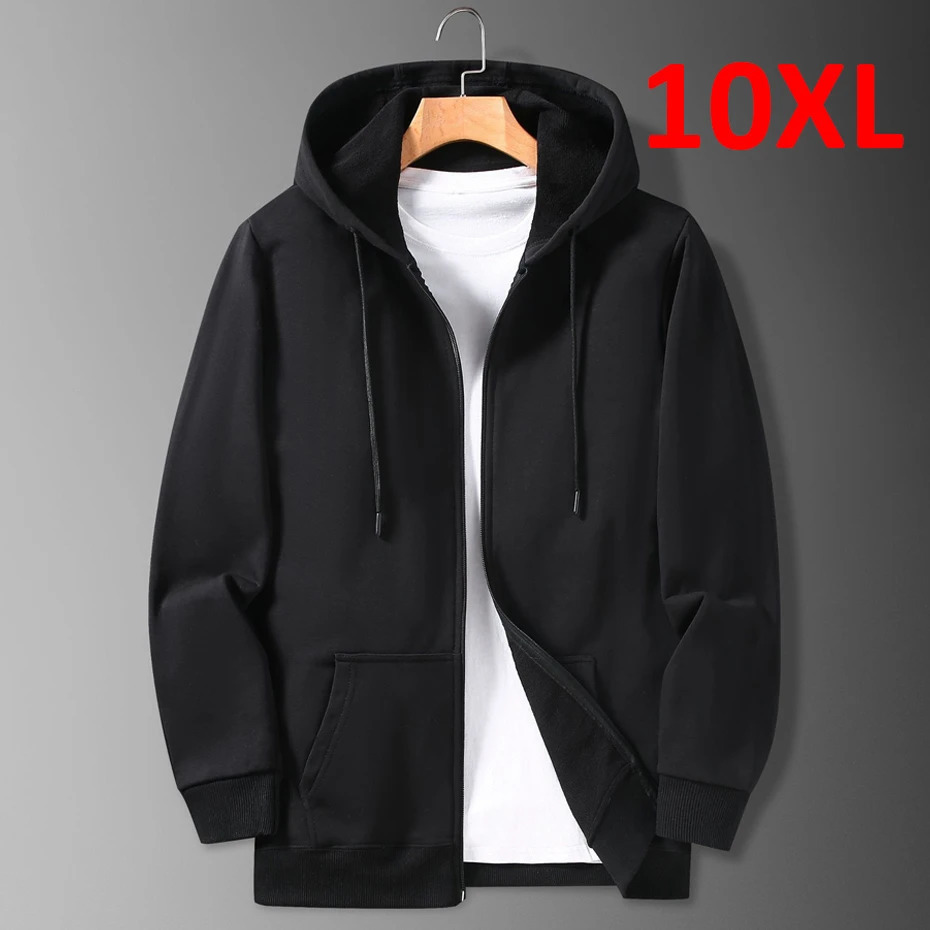 Zip Up Hoodies Men Big Size Hoodie 10XL Spring Autumn Black Jackets Male Plus Sweatshirt 261017