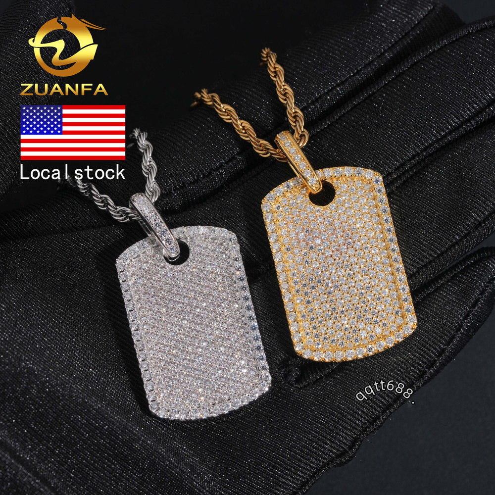 USA Stock 925 Solid Silver Moisssanite Tag Cross Pendant Hip Hop Jewelry Iced Out Moissanite Pendant Pass Diamond Tester