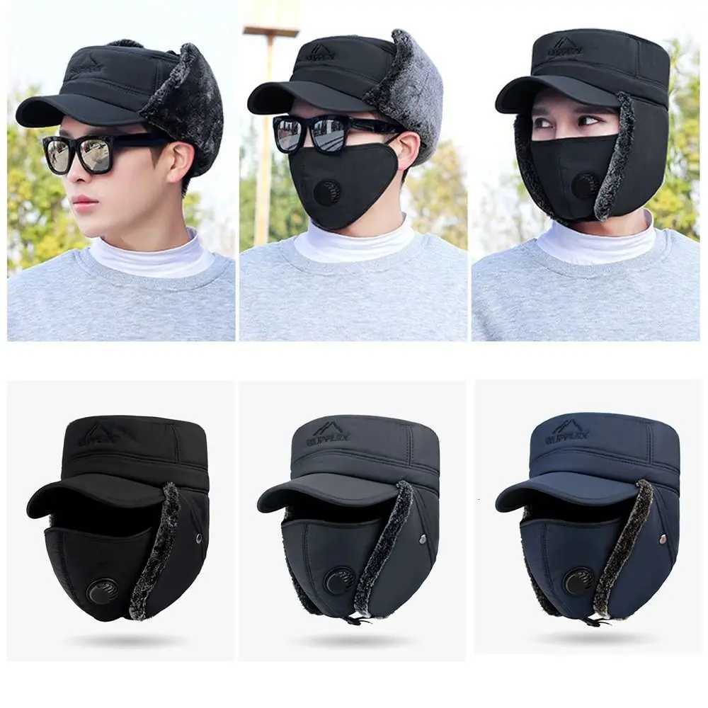Trapper Hats Warm Windproof Winter Men Bomber Hat Winter Ski Mask Cotton Thick Balaclava Sports Outdoors Fur Earflap HatT261017