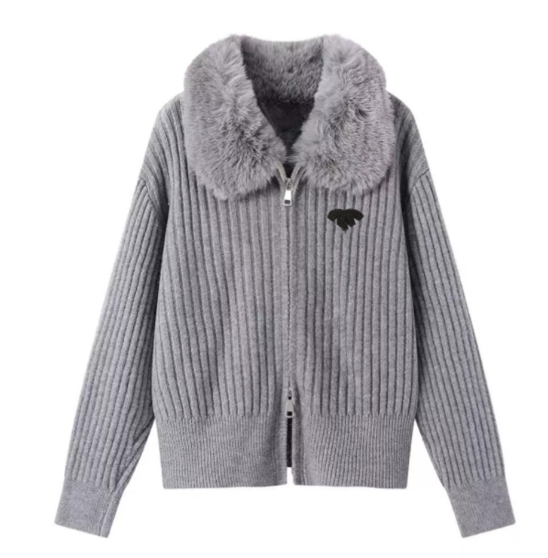 women designer Sweater Luxury womens cardigan sweatshirt autumn and winter solid color knitted sweater Womens sweater jacket with fur trim and doubl