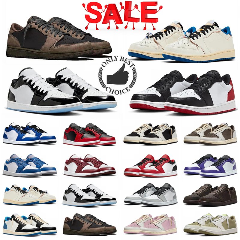 With box Designer Basketball black phantom shy pink reverse mocha travis scoots low 1 1s lows Sport Shoes sneakers 36-47