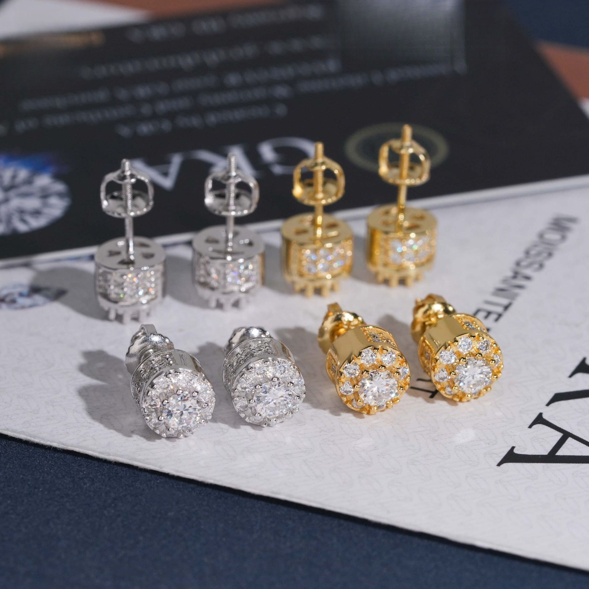 S925 silver 7.5mm round earrings, niche style, VVS moissanite fashion jewelry, direct supply