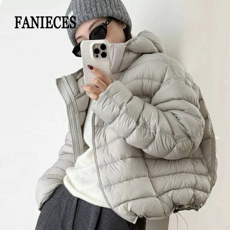 Women's Down Parkas Fashion Fall Lightweight Hooded Puffer Jacket Russian Winter Women Zip Up Solid Warm Cotton Padded Outerwear Quilted Coat T