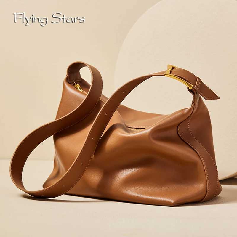 Evening Bags FLYING STARS Women Shoulder Bag Soft Leather Tote Bag Large Capacity Top Layer Cowhide Women Diagonal Cross Handbag H261016