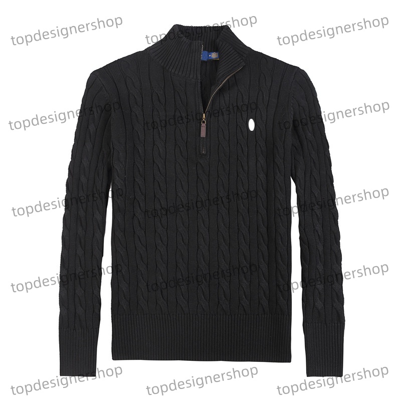 Pop Designer Mens Turtle Neck Polo Knitted Twisted Cotton Sweater Quarter Zip Pullover Jumpers Trendy Winter HighEnd Embroidery Horse Comfortable Me