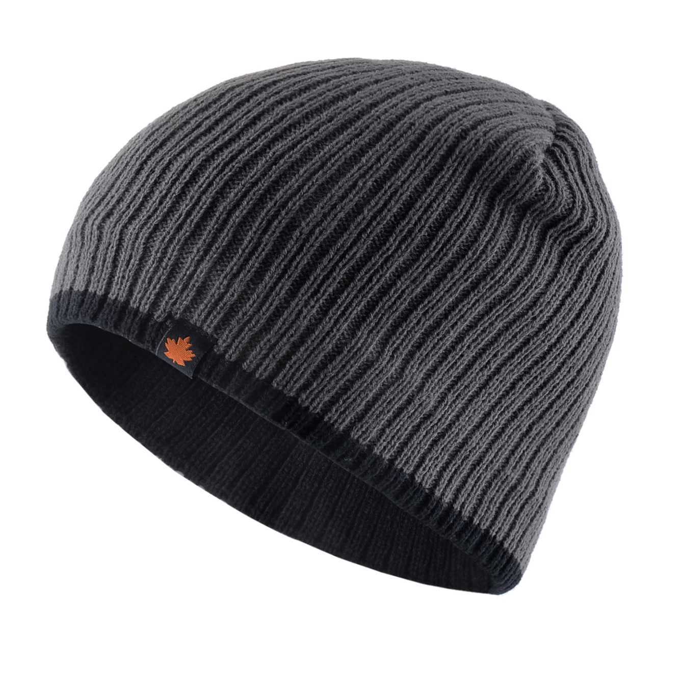 Men's Skullies Beanies Knitted Wool Hats Men Winter Thick Beanie Hat Double Layer Solid Color Flee-lined Warm Bonnet Cap S2610179T08