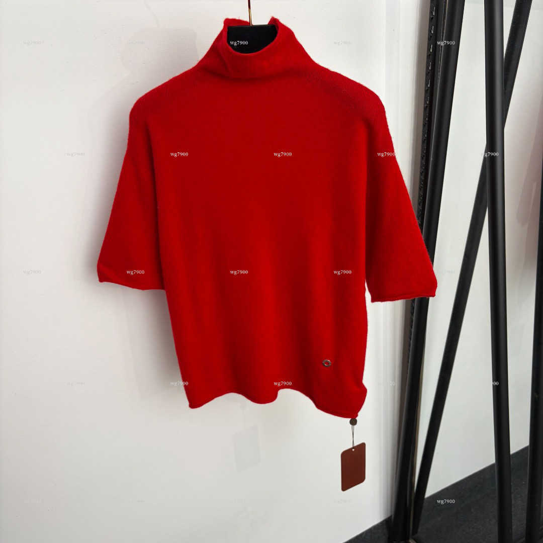 Top Turtleneck Half Sleeve Knit shirt Loose Fit Soft Feel Knitted Pullover women designer clothes Mid Sleeve Basic top A667X12N051