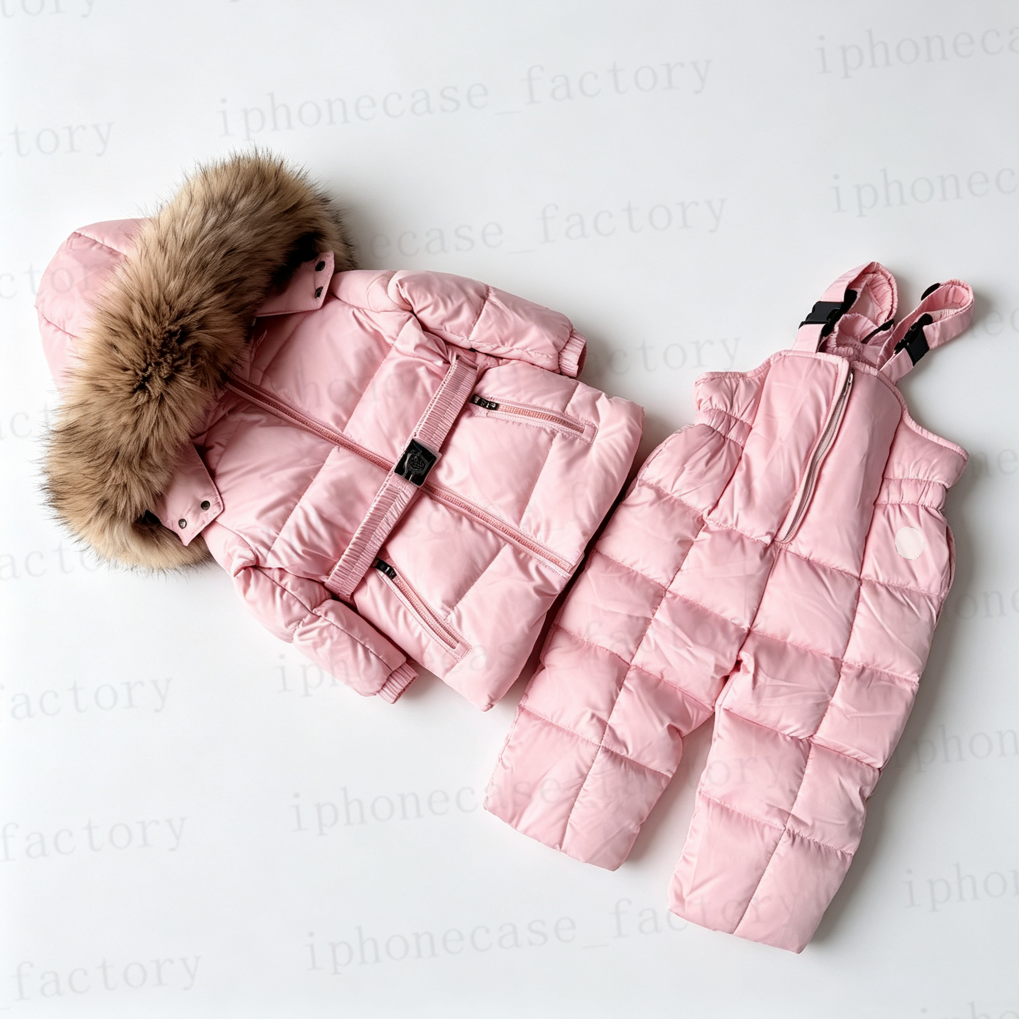 2026 Designer winter kids coat M embroidered badge brand fashion belt design down jacket with jumpsuit boys and girls Outdoor snowfield windproof wa