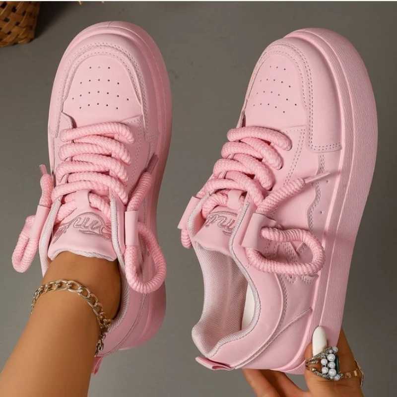 Casual Shoes Thick-Soled Sneakers for Women 2025 Fall New Fashion Versatile Heightening Bread Shoes Casual Platform Women's Vulcanize Shoes H26