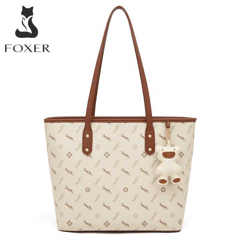 Evening Bags FOXER PU Leather Women Shoulder Bag Casual Female Handbag Large Capacity Tote Bag for Daily Commute H261016