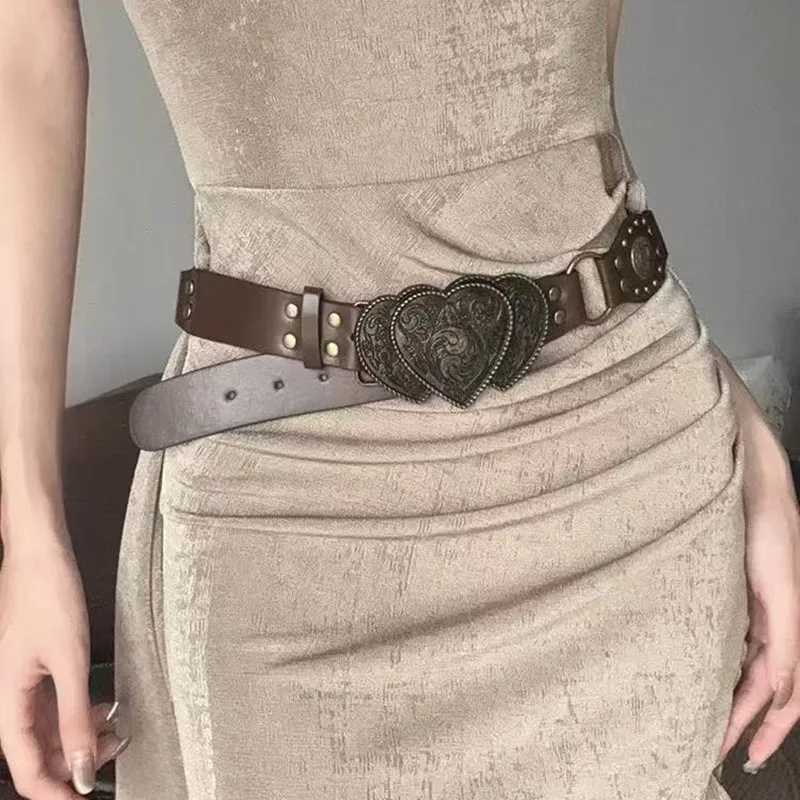 2026 New Y2K Western Carved Belt Vintage Distressed No-Hole PU Leather S261017K2F1