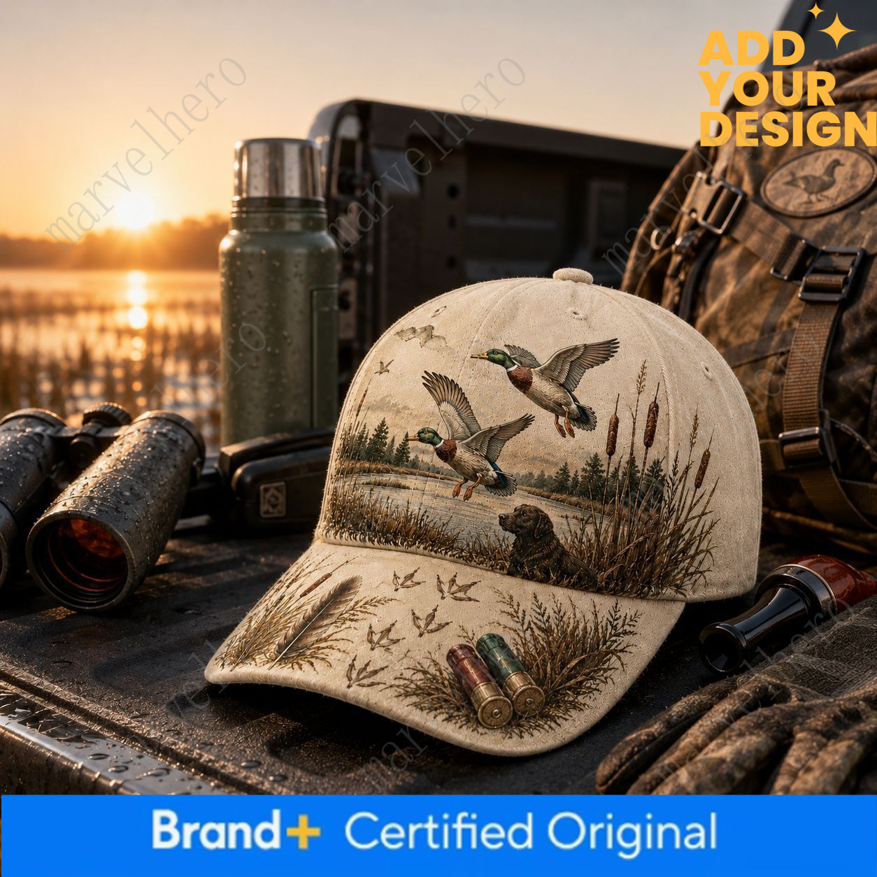 Cross Border Best Selling Vintage Style Hunting Themed Digital Print Baseball Cap Breathable Outdoor Cap For Men And Women