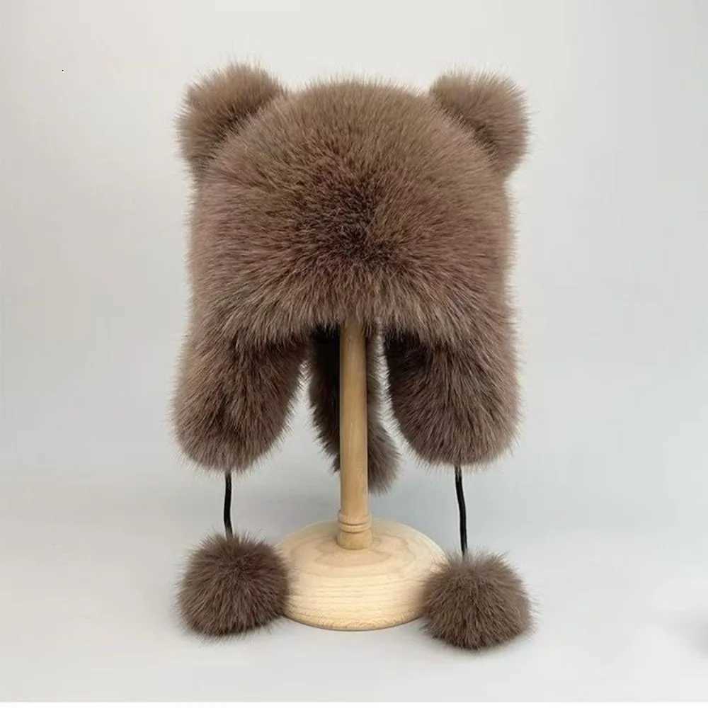 Trapper Hats New Thickened Winter Hats for Women Keep Warm Imitation Fox Fur Furry Trapper Hat Windproof Ear Protectors Bomber Hat WinterT261017