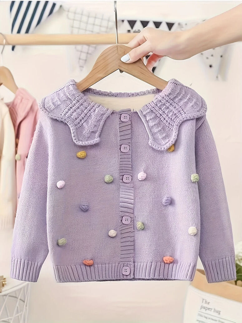 Girls Hoodie Girls Cardigan Jacket pullover Fashionable Baby Autumn Clothing Korean Style Childrens Knitted Knitwear Trendy Outerwear Crew Neck Sw