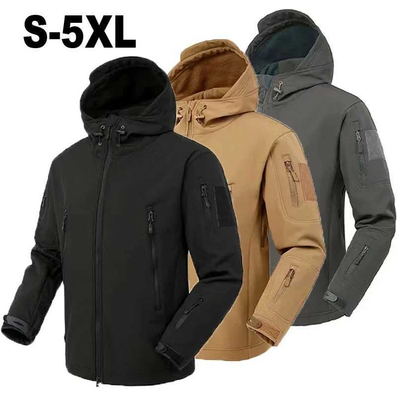 Men's Autumn Winter SoftShell Fce Jackets Male Hood Windproof Coat Fishing Hiking Camping Climbing Skiing Warm Pants Trousers S2610176F5Q