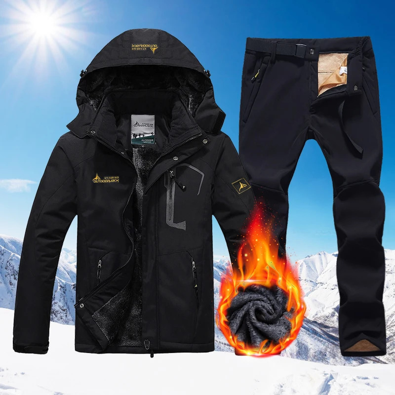 Winter Ski Suit Men Snowboard Fleece Jacket Pants Thicken Warm Waterproof Windproof Skiing And Snowboarding Sets Snow Suits Male 261016