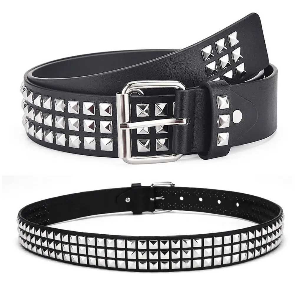 Vintage Punk Rivet Buckle Belt For Men Women Metal Gothic Belt PU Leather Waistband Jeans Pants Decorative Belt 110cm S26101756C9
