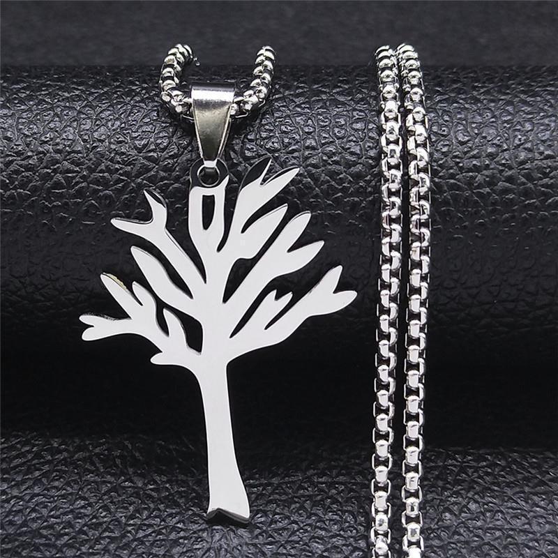 European and American New Stainless Steel Tree of Life Men's Necklace Hip-Hop Style High-Quality Pendant Accessory