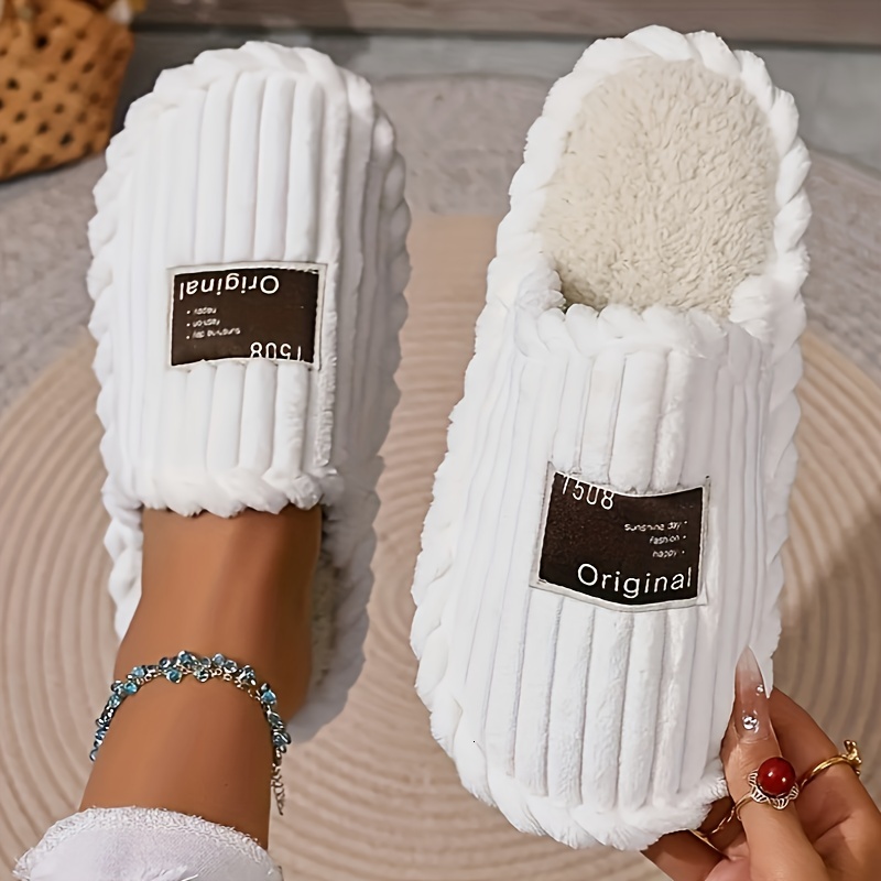 Non-Slip Home Cotton Slides Keep Warm Plush Winter Fashion Slippers Comfortable Women's Shoes Fur Lining ddmykukumalu