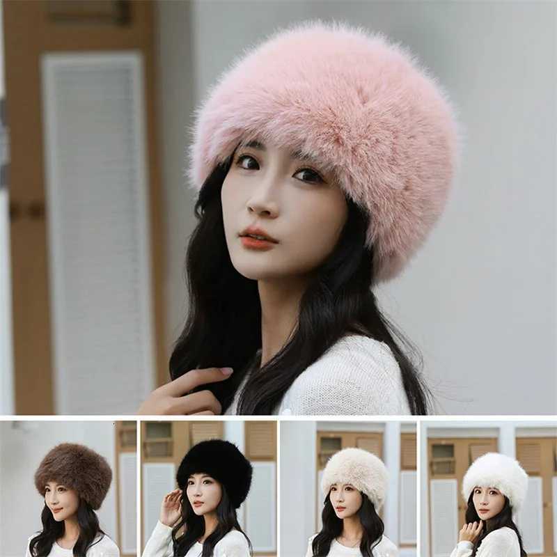 Beanie/Skull Caps Women Plush Fisherman Hat Fluffy Fur Bucket Hat Warm Women's Winter Hat Thicken Cold Snowy Day Panama Cap Q261017