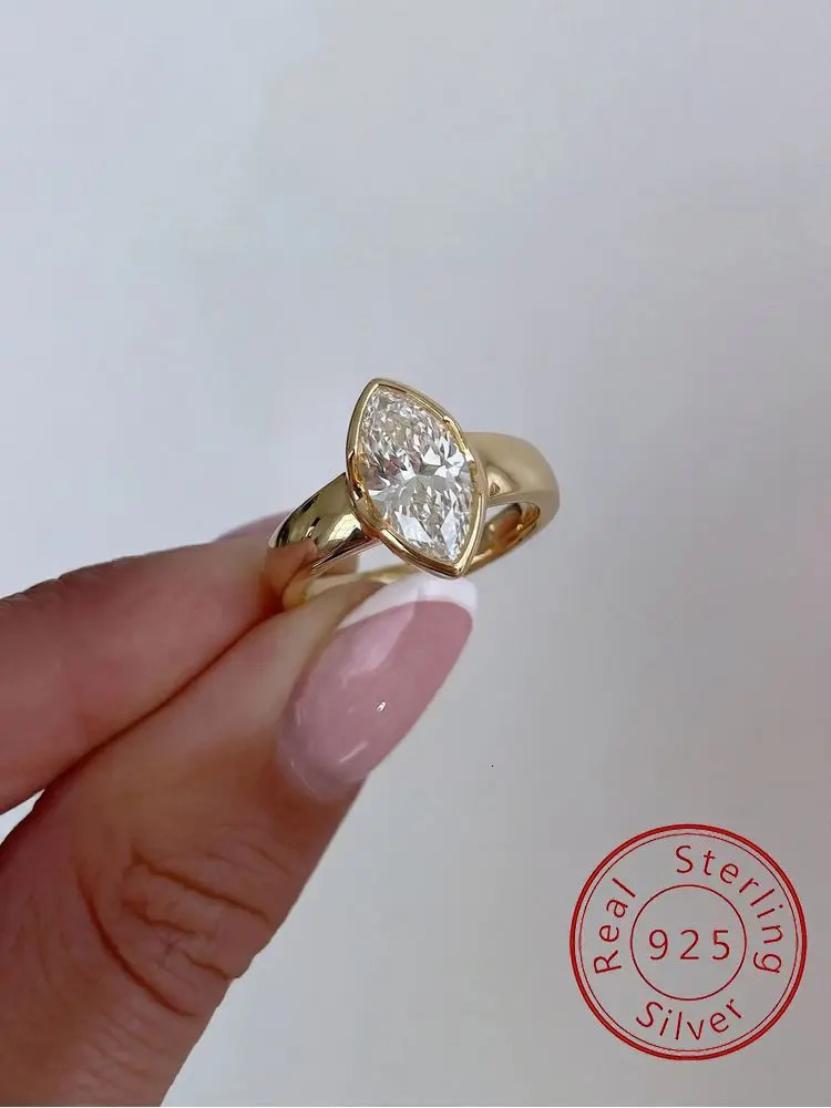 925 Sterling Silver Fashion 6*12mm Glossy Marquise Zircon Ring For Women Engagement Wedding High Quality Fine Jewelry 261017