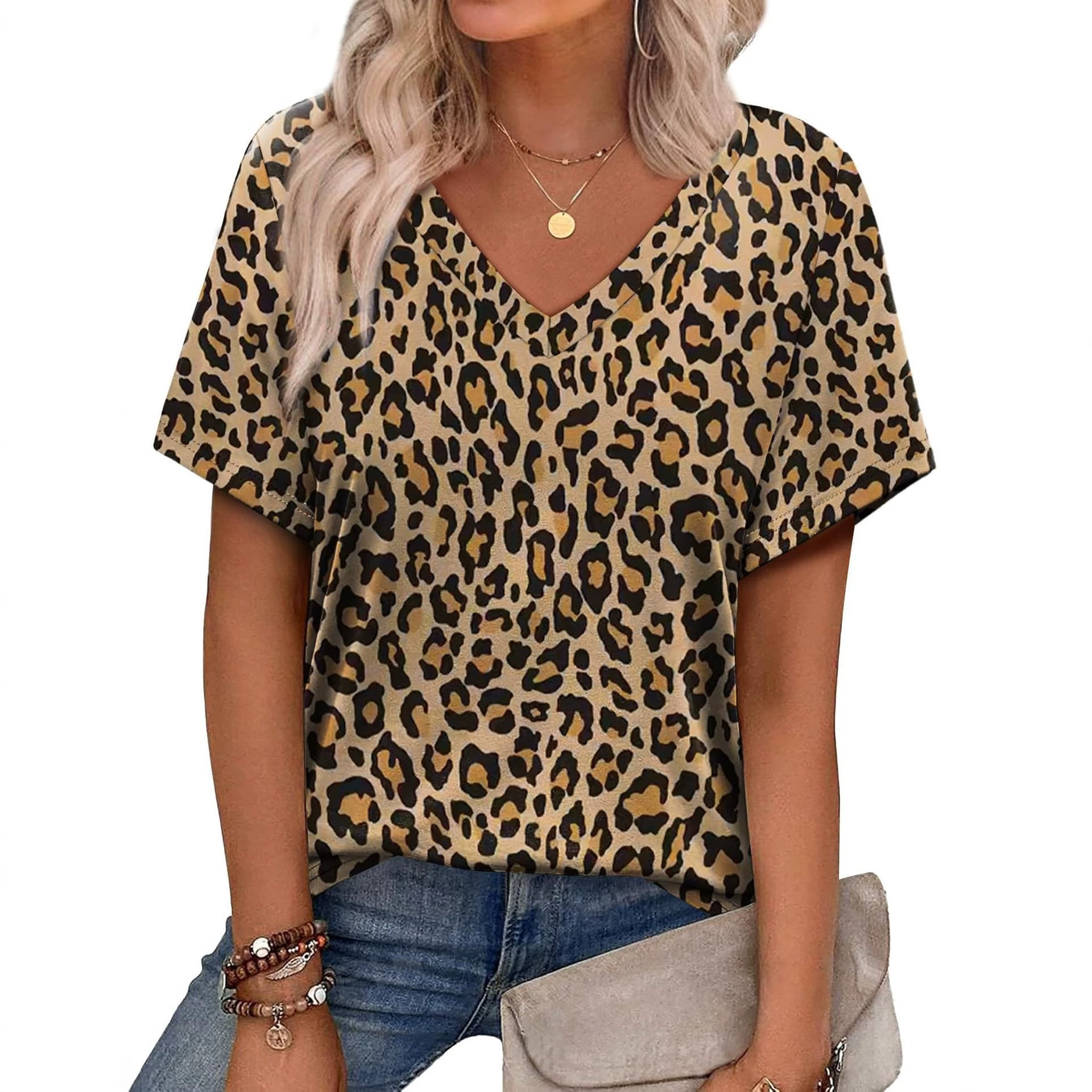 2026 Independent Store Spring And Autumn New Fashion Casual Versatile Lightweight Comfortable Women's 3D Short-Sleeve V-Neck T-Shirt Free Shipp