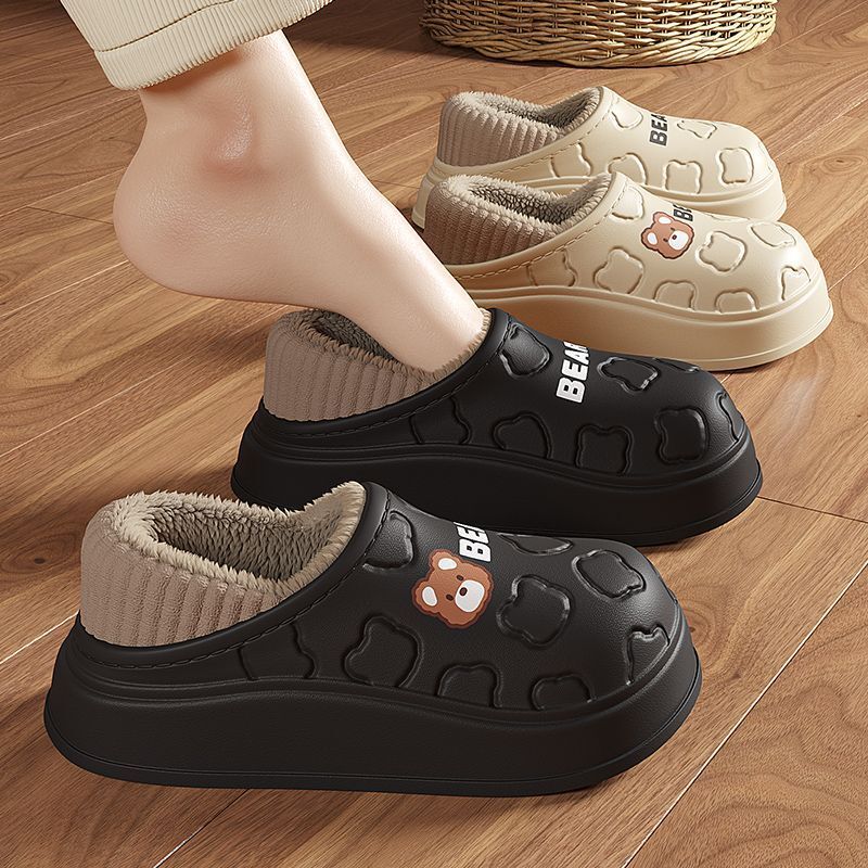 Waterproof Slippers Women Men Winter Outdoor Indoor Home Plush Warm Thick Sole Anti slip Cotton Shoes for Couple ddmykukumalu