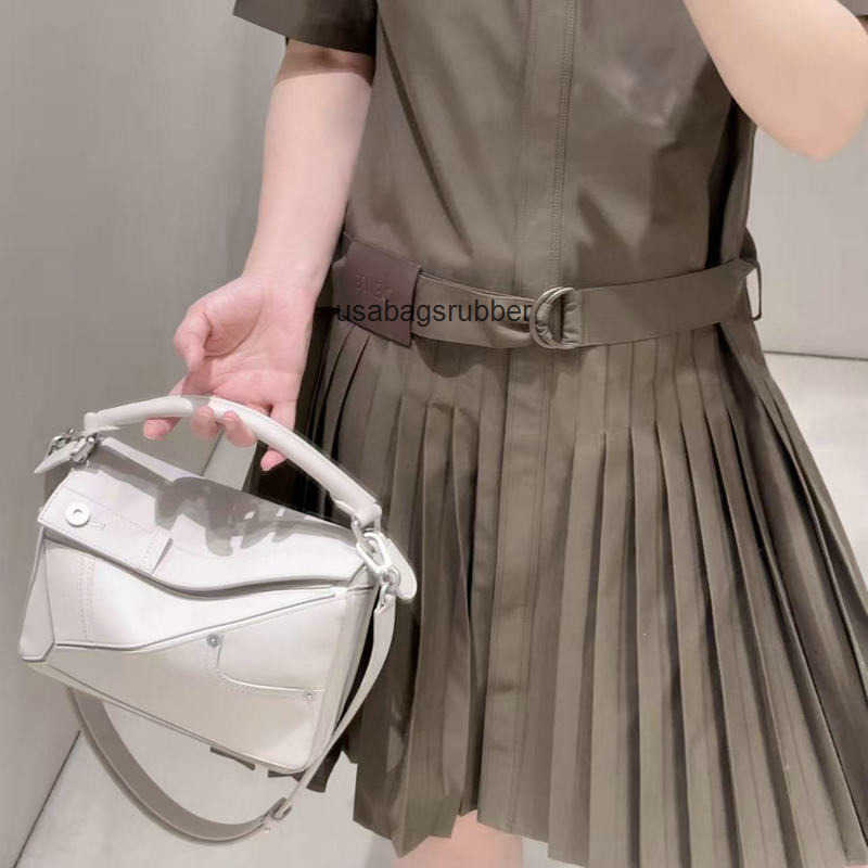 Designer Style Geometric Cut Top Handle Bag Stylish Leather Crossbody Bag For Light Errands