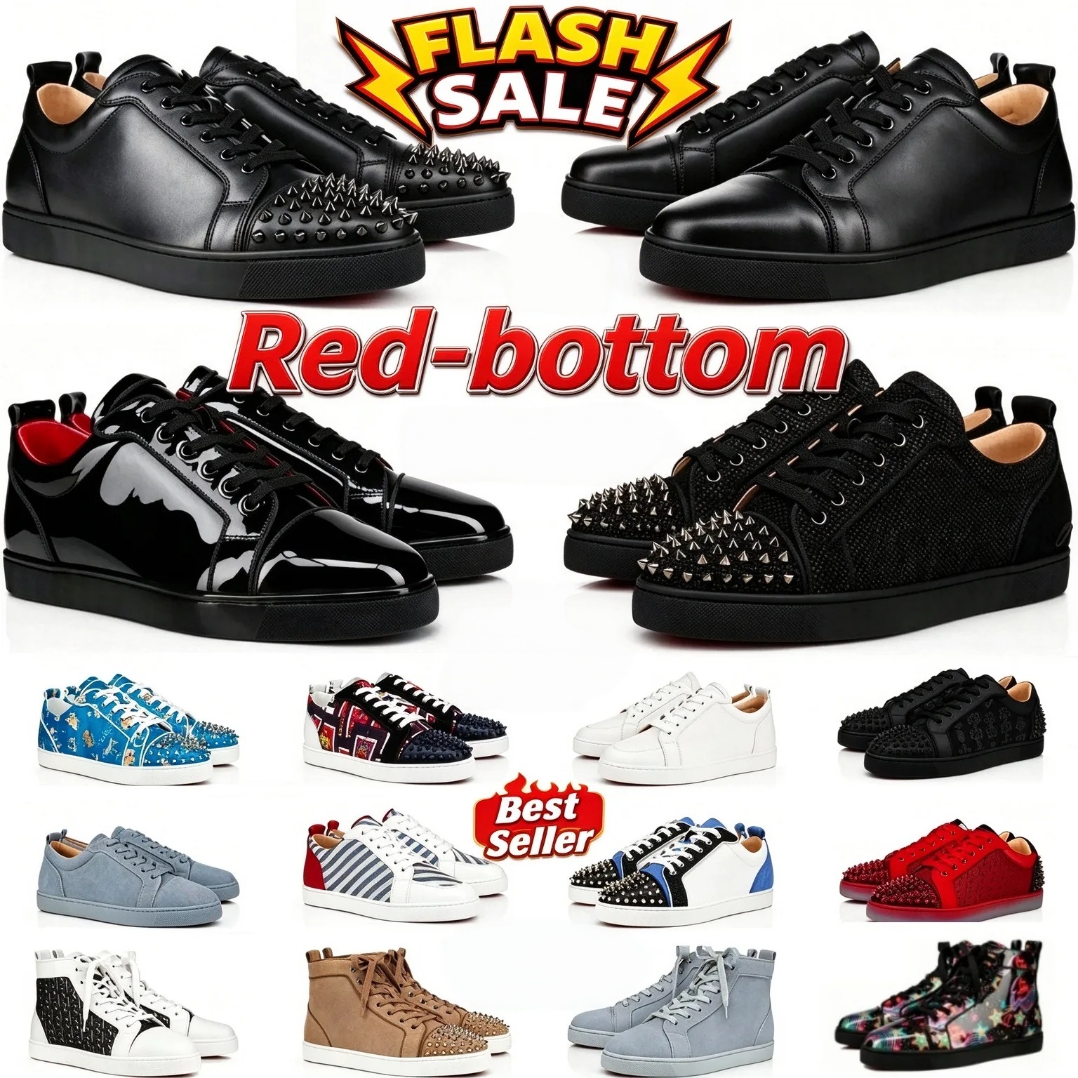 Red Bottoms Designer Shoes Mens Women Shoes Women Casual Shoes Sneakers Glitter Grey Leather Suede Luxury Fashion Spikes Top Luxury Classic Office T