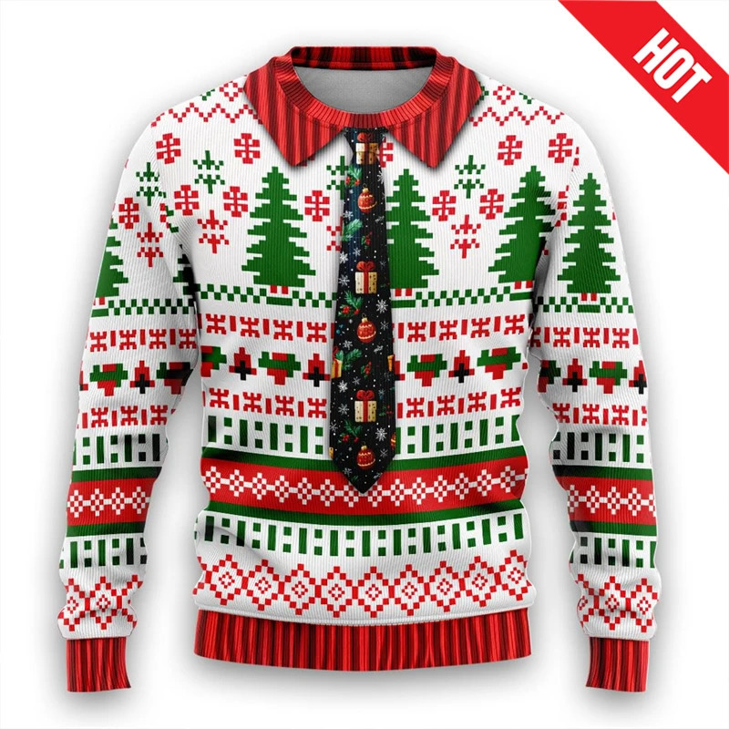 Men Women Year Eve Xmas Sweatshirts Kid 3D Funny Suit Print Holiday Party Jumper Top Couples Pullover Ugly Christmas Sweater 261016