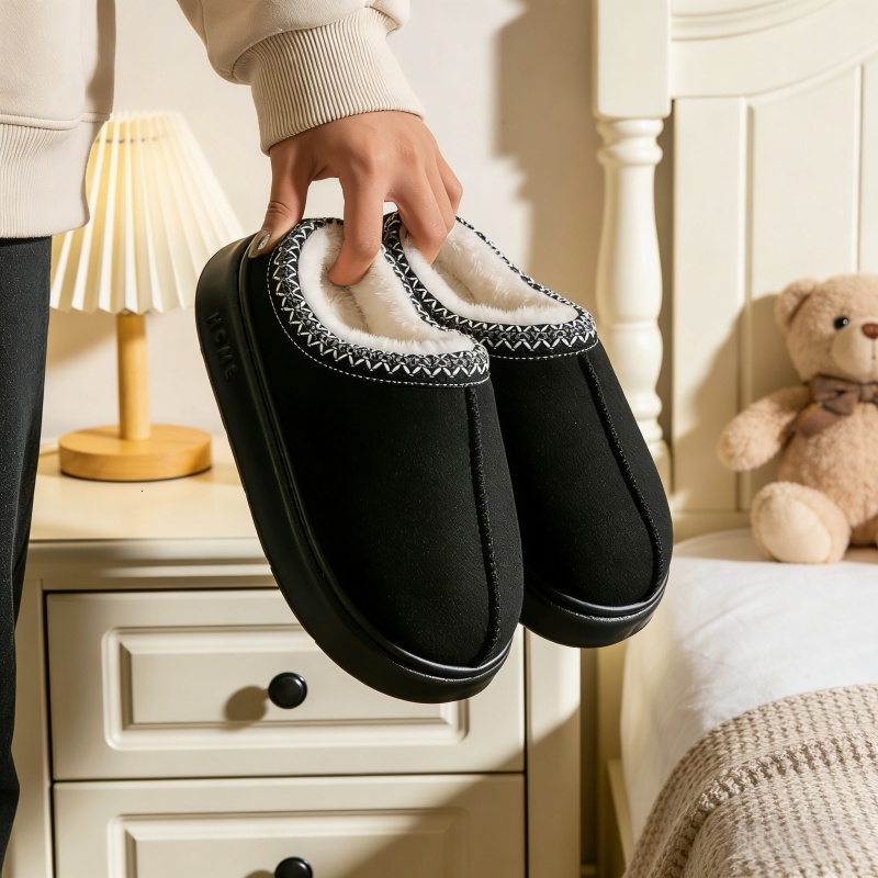 Indoor Plush Cotton Soft and Comfortable Fashion Home Shoes Women's Winter Slippers Non-Slip ddmykukumalu