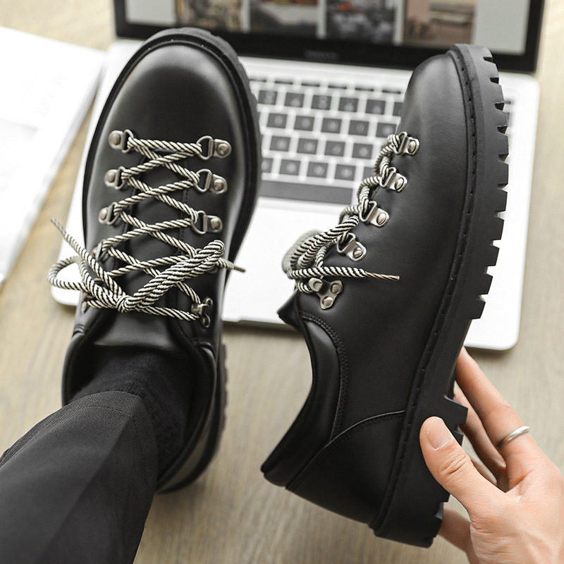 2026 New Niche Low-Top Casual Leather Creative Trendy Boots, Men's Shoes, Z603