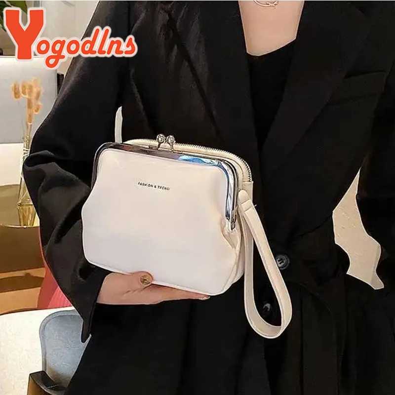 Shoulder Bags Yogodlns Simple Solid Color Shoulder Bag Female PU Leather Crossbody Bag Fashion New Clip Messenger Bag Lady Handbag New Purse H261016