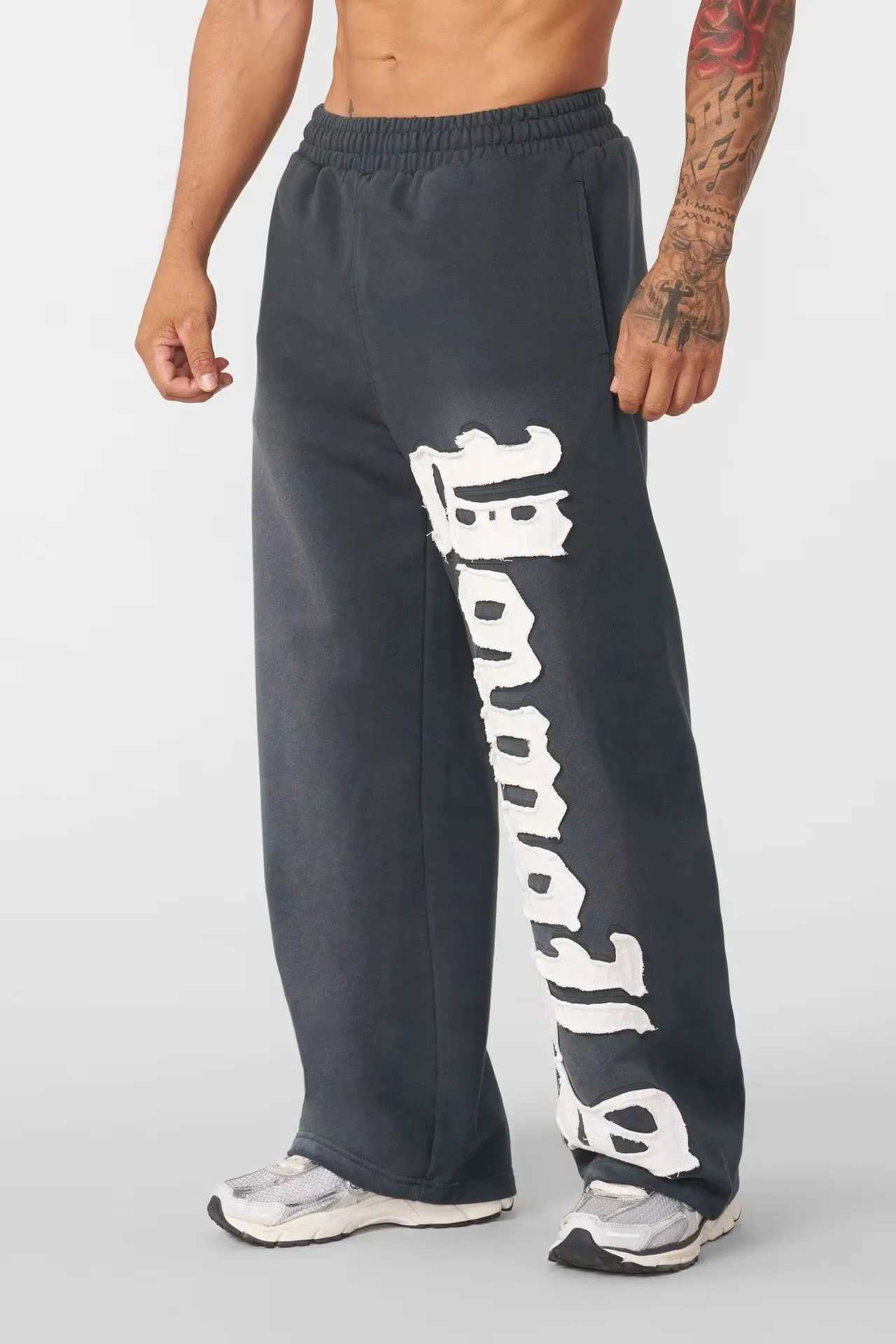 Man Young American trendy sweatpants collaboration anime joggers cotton terry print wide-leg casual pants hip-hop street pants S261016371B