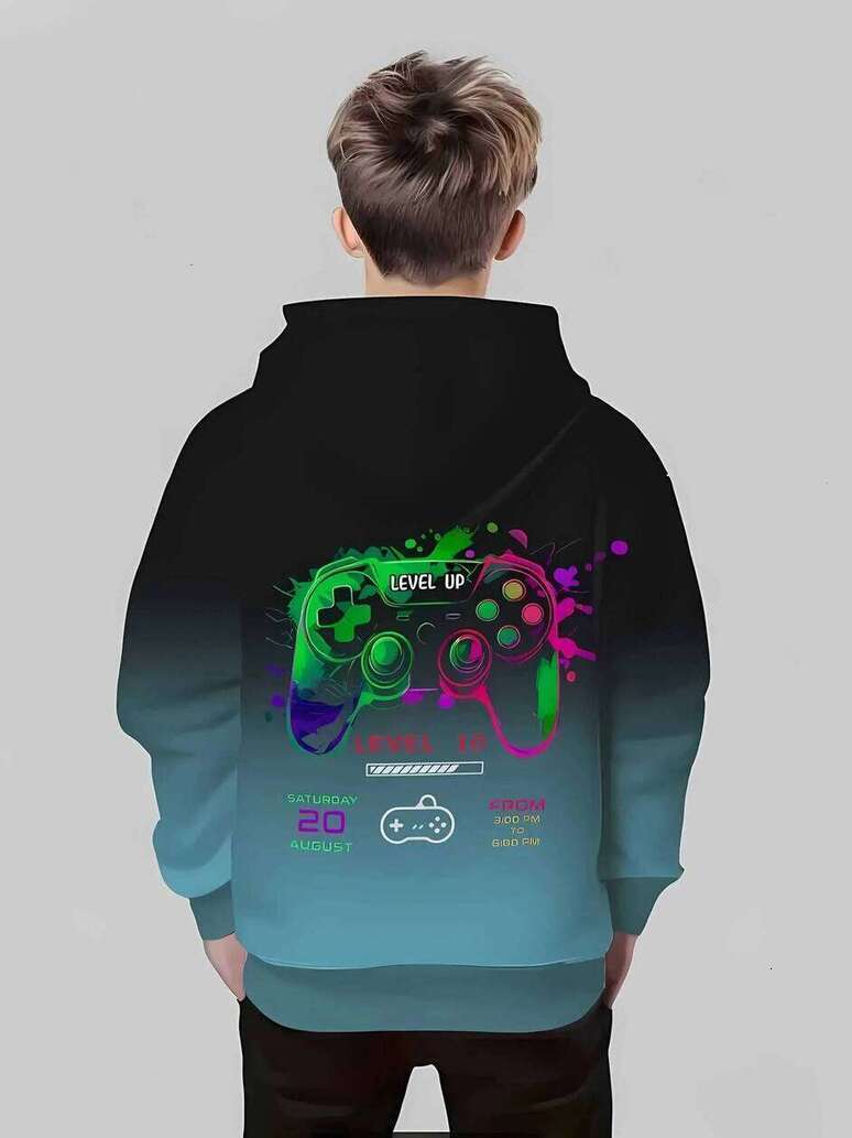 Girls Hoodie The 2026 pullover Autumn New Childrens Fashionable And Comfortable With 3D Game Controller Pattern Printed Casual Trendy Pu