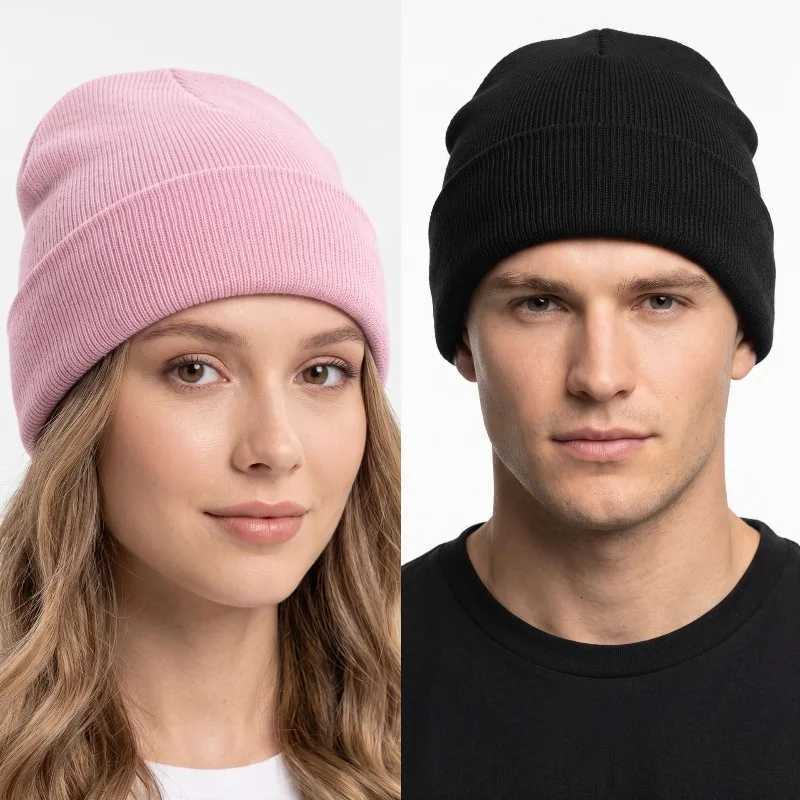 Beanie/Skull Caps Unisex Solid Color Knitted Beanie Classic Cuffed Skull Cap Elastic Warm Winter Hat Simple Basic Style Multiple Outdoor HeadwearT26