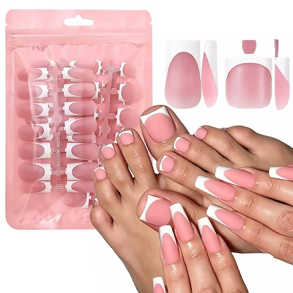 False Nails 60PCS/box High Quality Nail Art Tips Toe Press On Nails White Black Pink Blue French Tips False Nails Tip Fake Nails Short Q261017