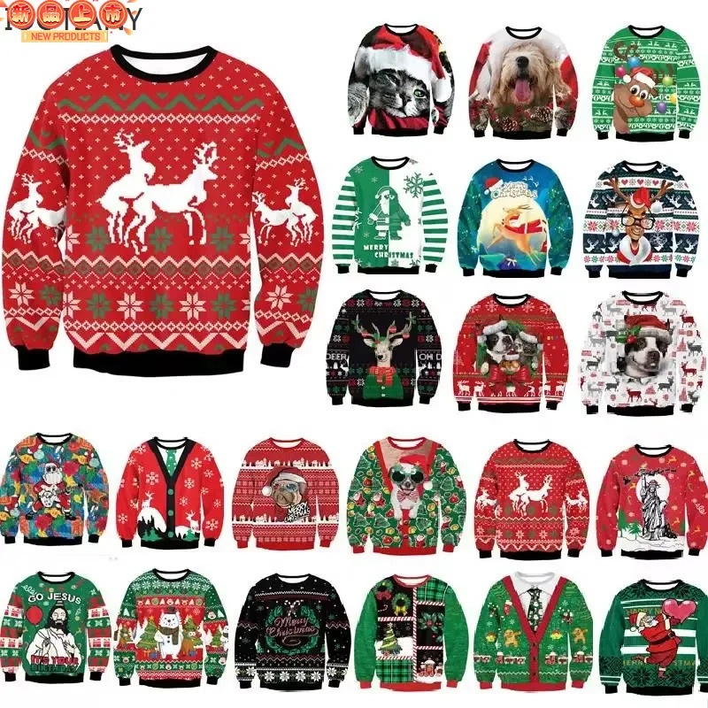 Merry Christmas 3D Print Sweatshirts Cute Santa Claus Graphic Christmas Sweater Men Funny Ugly Christmas Sweater In Sweaters 261016