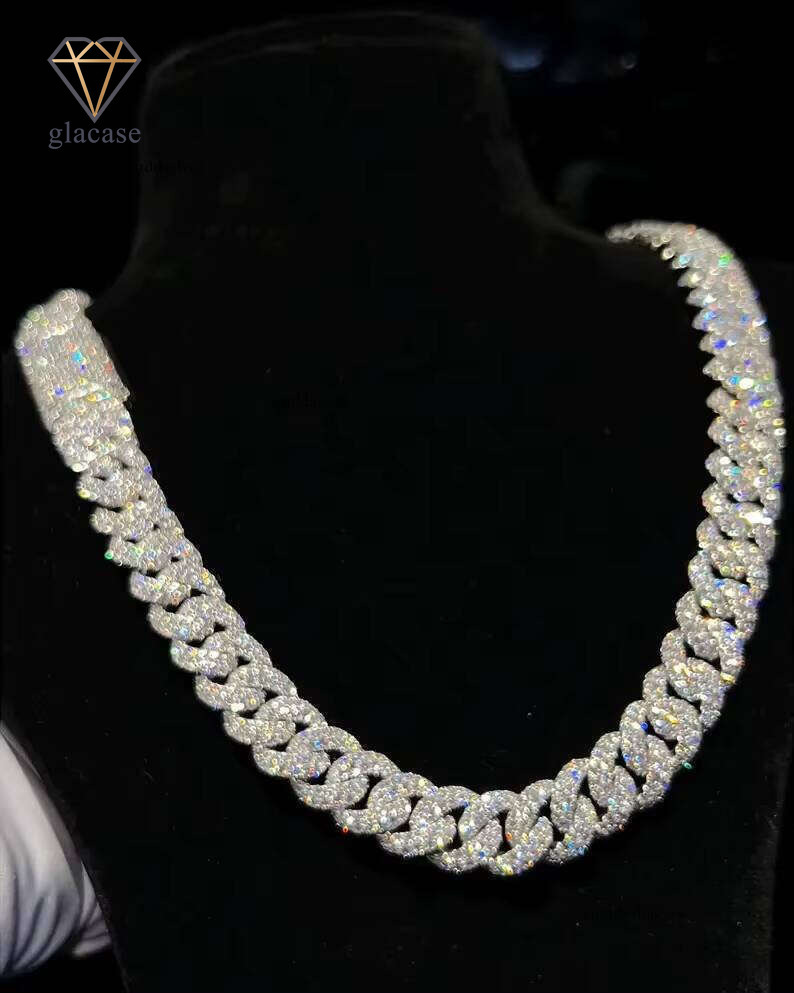necklace Jewelry Product Pure for women Sier Moissanite VVS Iced Out 20mm Miami Cuban Men's jewlery Chain Necklace