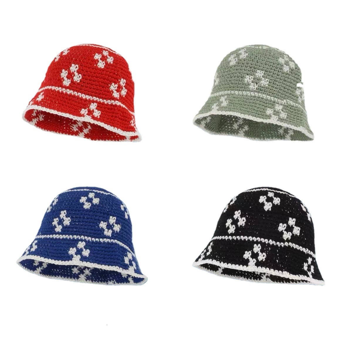 Knitted floral/ Koreanstyle crochet bucket hat women handmade with rollup brim suitable large head sizes also available for men